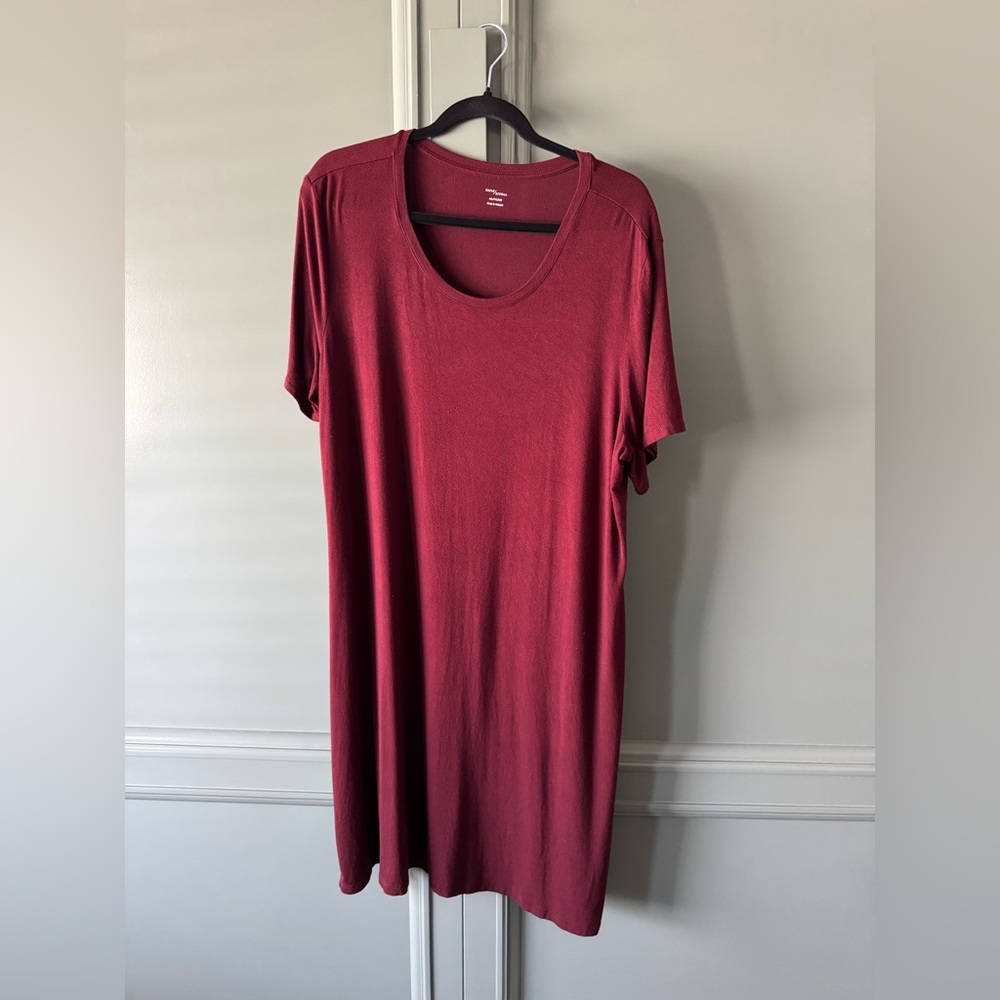 Burgundy Short Sleeve Tee Shirt Dress
